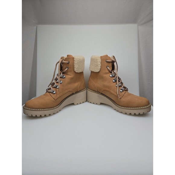 DV by Dolce Vita Russit Ankle Boot Lace Up Bootie Tan/Camel Women's 8.5 Buckle - Picture 8 of 12